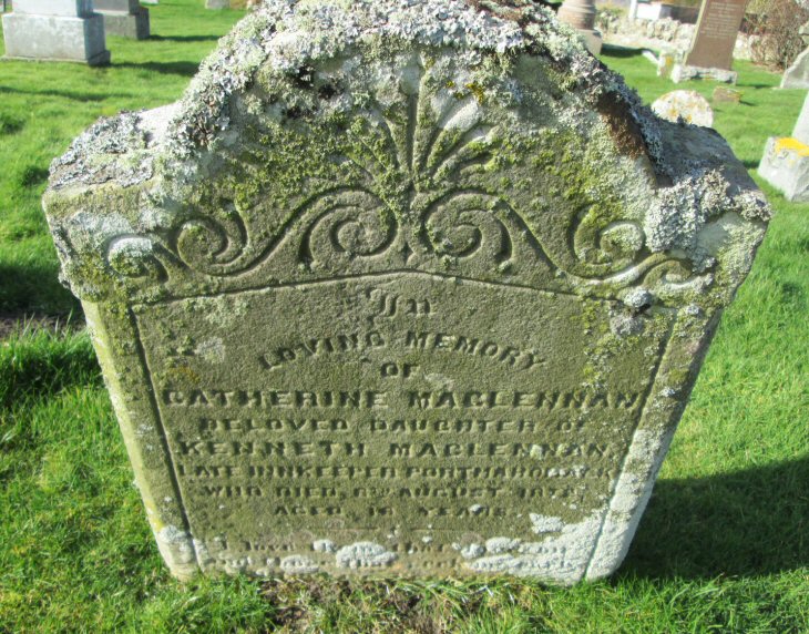 Photo of headstones/Catherine MacLennan d1872 hdstn Tabart